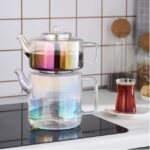 کتری قوری شیشه ای کاراجا Flat رنگی