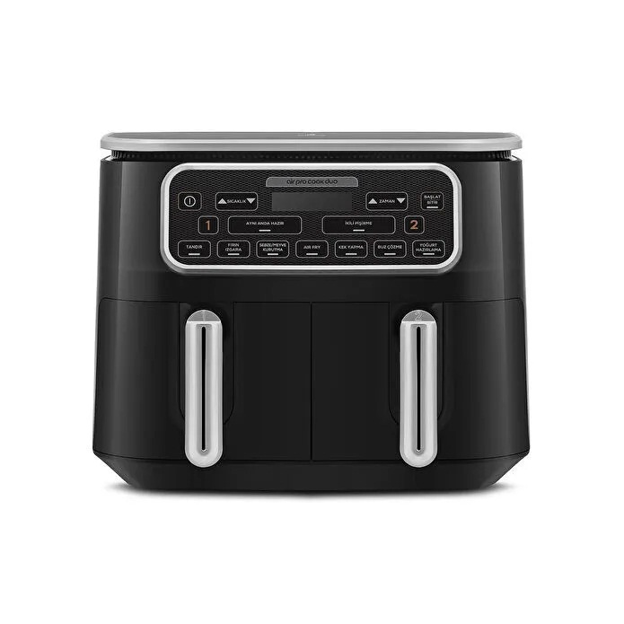 1 هواپز و سرخ کن دوقلو کاراجا با 2مخزن استیل اضافه مدل Air Pro Cook Duo Tandır XXXL 8 مشکی سیلور - Image 1