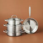 سرویس قابلمه Powersteel 316+3ply کاراجا 7پارچه مدل Akita